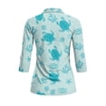 thumbnail image 3 of Uorisanigo Sea Turtle Women's Golf Shirt Soft Polyester Spandex Fabric Women's 3/4 Sleeve Athletic Golf Shirts Comfortable Zip Up Collar Tennis Tops Fashionable Outing Wear Size 2XL, 3 of 7