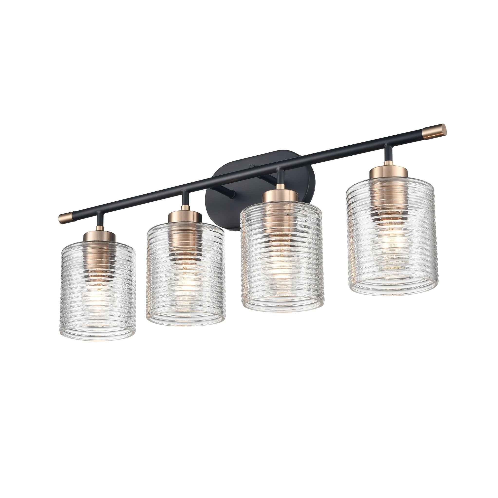 Millennium Lighting  Renitta Vanity Light Fixture with Clear Ribbed Glass Shades 4 Light