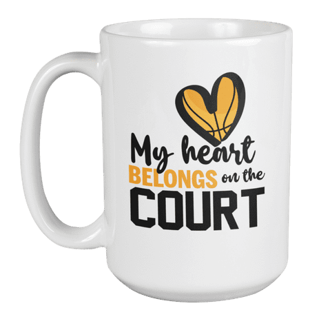 

My Heart Belongs Coffee & Tea Mug for Basketball Player & Coach (15oz)