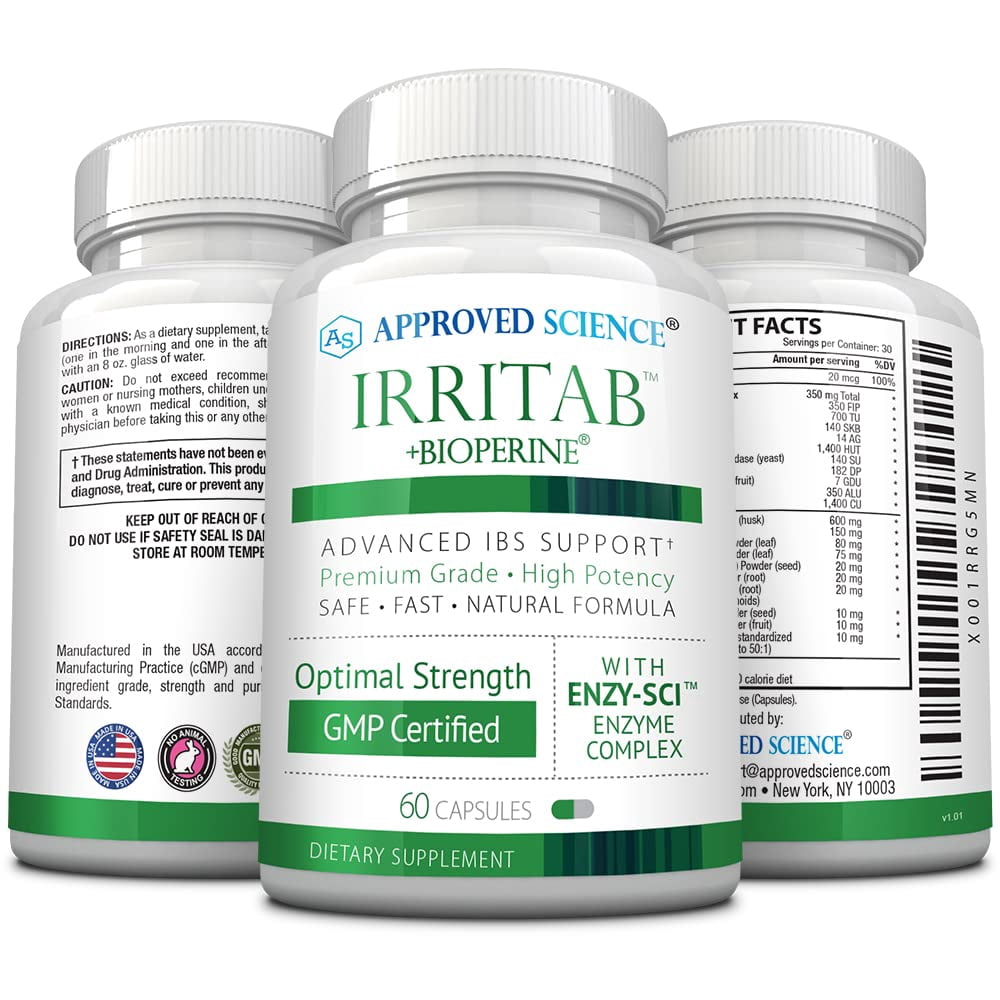 Approved Science Irritab - Natural Digestive Enzyme Support - Total Support - 60 Capsules
