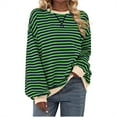 thumbnail image 2 of Brondbend Womens Pullover Sweatshirt Tops for Women Multicolour Stripe Crewneck Trendy Long Sleeve Shirts Plus Size Casual Fall Party Work Lightweight Blouses, 2 of 3