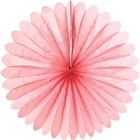 Luna Bazaar Hanging Paper Fan 19 Inch Pink Rice Paper