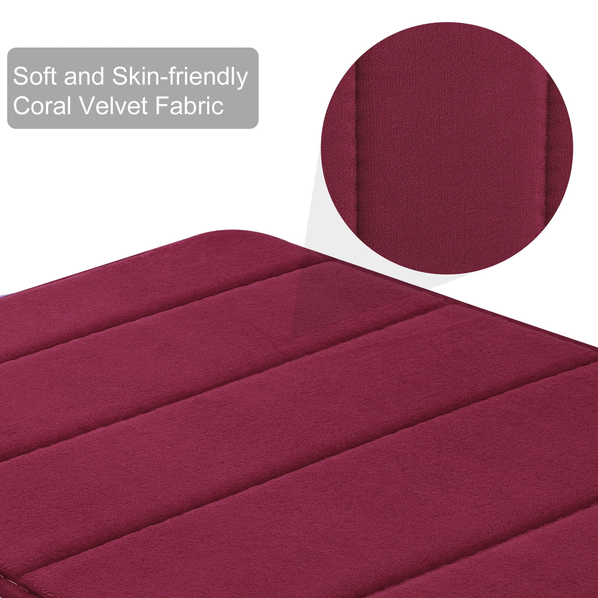 Unique Bargains Solid Contemporary Memory Foam Bath Rug Burgundy 32"x20"