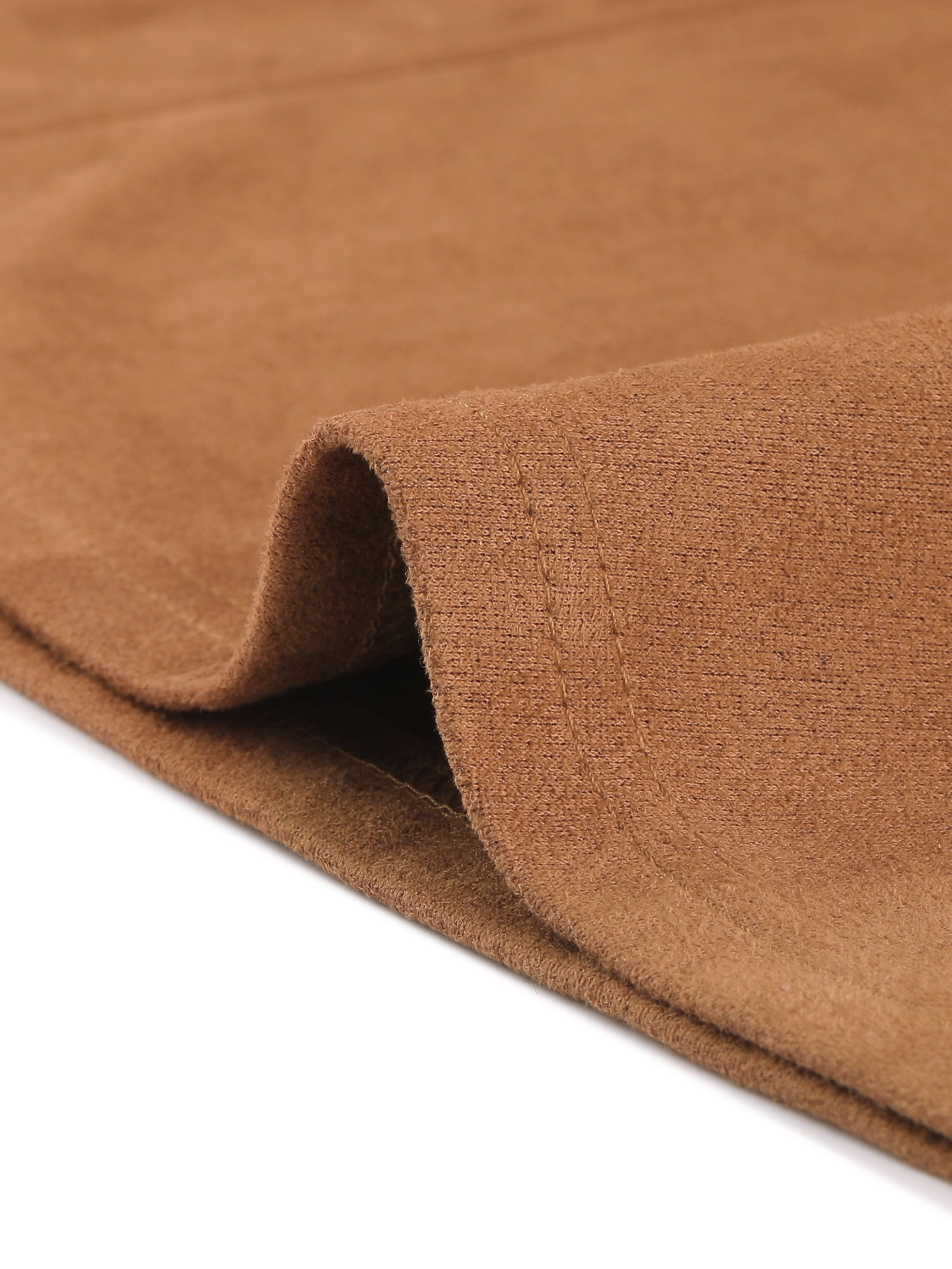 DARING DIVA Women's Faux Suede Pockets Stretch A-line Midi Skirt with Belt 3XL Caramel
