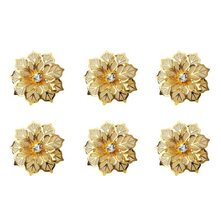 

LINASHI Metal Napkin Ring 6pcs/set Hollow Flower Napkin Ring Stainless Steel Dinner Napkin Holder Wedding Party Supplies