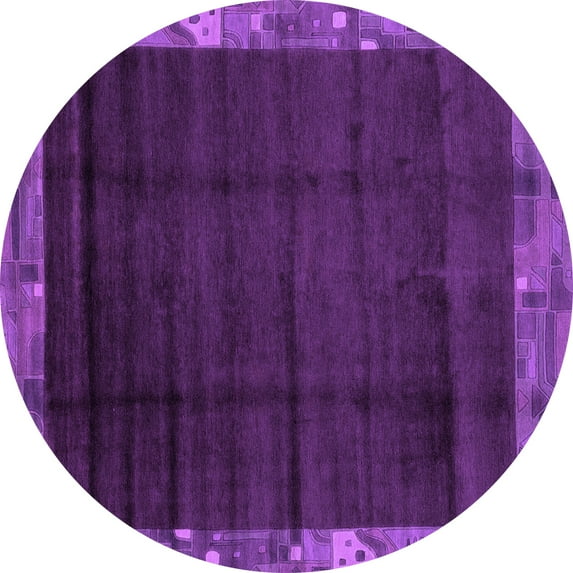 Ahgly Company Indoor Round Abstract Purple Modern Area Rugs, 8' Round