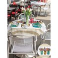 thumbnail image 5 of Outdoor Tablecloth with Umbrella Hole for Patio/Picnic/Party/Camping, Watercolor Floral Waterproof Table Cloth Round Cover Washable, Spring Flowers Bouquet Vases Wooden Beige (Dia 54"), 5 of 9