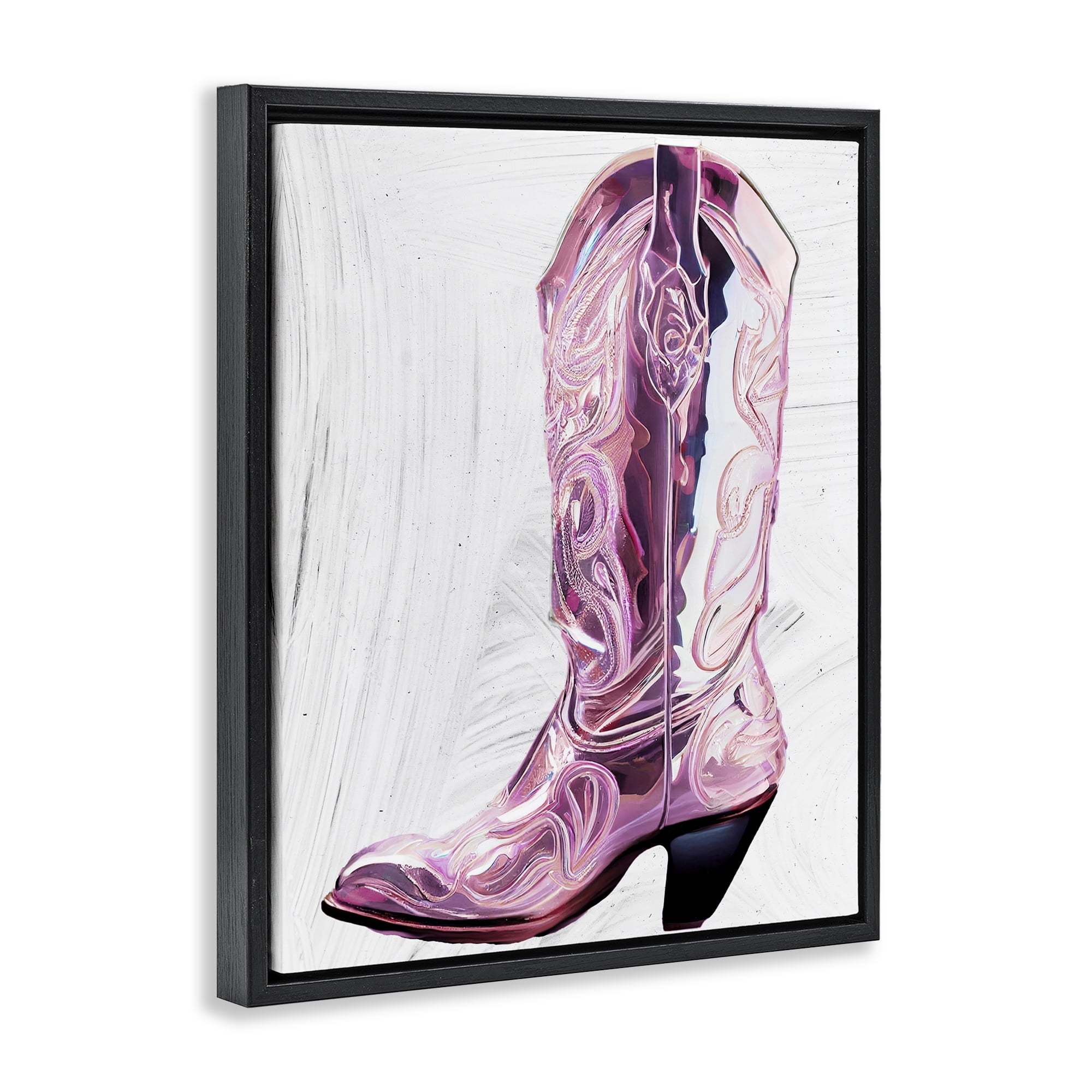 Cowgirl Cinderella's Boot Black Framed Floater Canvas Wall Art, design by Sasha
