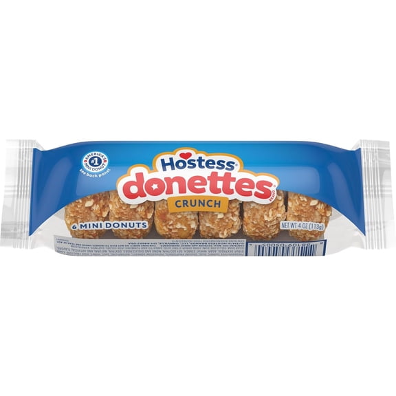 Hostess Donettes, Crunch Mini Donuts, 4 Oz. Sleeve (6 Mini Donuts) ( PACK OF 2 )