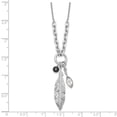 thumbnail image 2 of 925 Sterling Silver Rhodium Plated Feather and Cubic Zirconia With 1 In Extension Necklace 16 Inch 7.54mm Wide Pendant N, 2 of 2