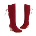 thumbnail image 7 of Cathalem Women's Keen-High Boots Female Shoes Adult High Boots Women No Heel Women High Heel Boots Fashionable New Pattern Simple Solid Color Knee High Boots Women Size 11 (Red, 7.5), 7 of 7