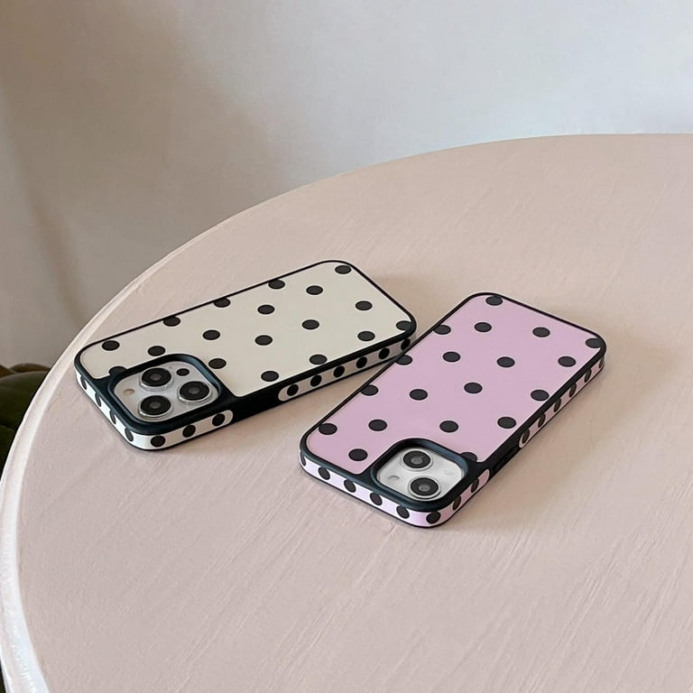 Cute Black Polka Dots Matte Phone Case Compatible with iPhone 15