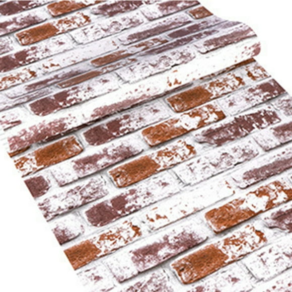 Self-adhesive wallpaper Stone brick green wallpaper fireplace kitchen backsplash strip wallpaper
