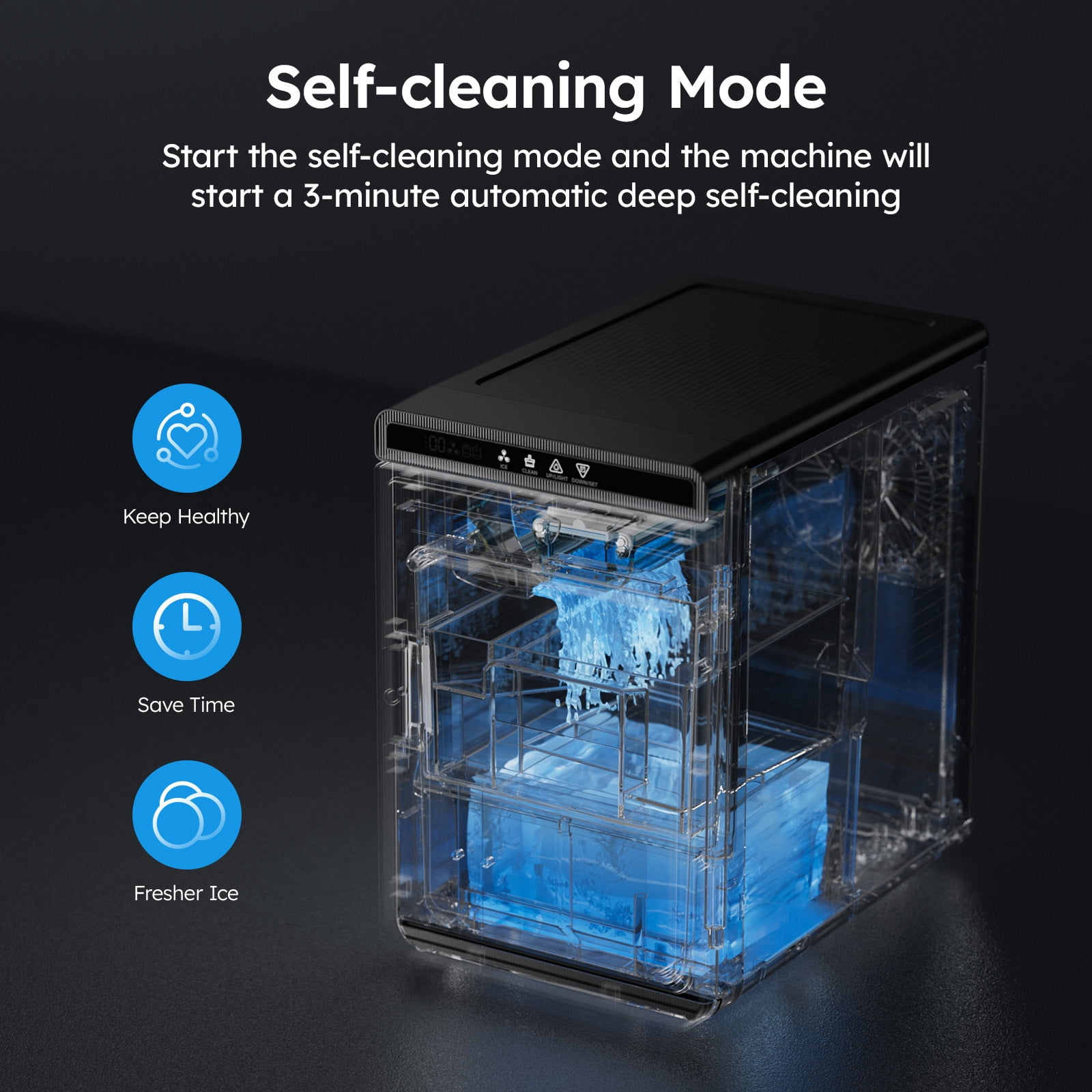 Joreek Ice Maker Countertop Portable, 3 Pcs in 25 Mins, 150 Per Day, 1.6" Square Ice Machine with Self-Cleaning for Whiskey, Cocktail, Home Bar, Stainless Steel
