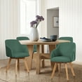 thumbnail image 4 of WOOW DEPOT Swivel Dining Chairs Set of 4, Upholstered with Arms & Wood Legs, Modern Linen Fabric Side Chairs for Kitchen Living Room Office, Dark Green, 4 of 11