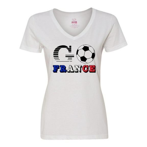 Inktastic Go, France- Soccer, Football Women's V-Neck T-Shirt