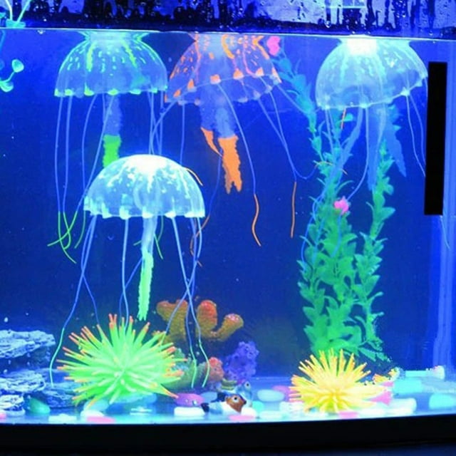 Fiudx Adorno de Medusa para Pecera, Diseño Flotante Realista, Movimiento Flexible de La Corriente de Agua, Hermosa Decoración para Acuarios, Ideal para Acuarios de Agua Dulce o Salada, Tamaño 5 × 15