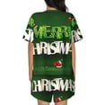 thumbnail image 3 of Bingfone Merry Christmas Print Pajamas Sets for Women Soft Short-Sleeved Pjs with Lounge Shorts Two Piece Sleepwear, 3 of 8