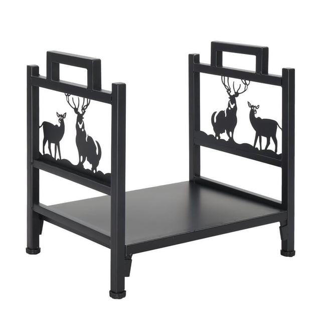 Leñero para interior y exterior - Soporte de acero para almacenamiento de leña para chimenea