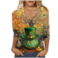 thumbnail image 3 of TaTaai Women Loose Casual V-Neck Top St. Patrick's Day Print 3/4 Sleeve Fashion Tee Ladies Spring Daily Outdoor Wear Soft Comfortable Non-See-Through No Fading Stylish Top Gift, 3 of 5