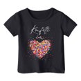 thumbnail image 4 of MIXUE Toddler Girls Tops & T-Shirts Children Carnival Letter Print Round Neck Short Sleeve Pullover Tee Shirts Streetwear,Black,2-3 Years, 4 of 4