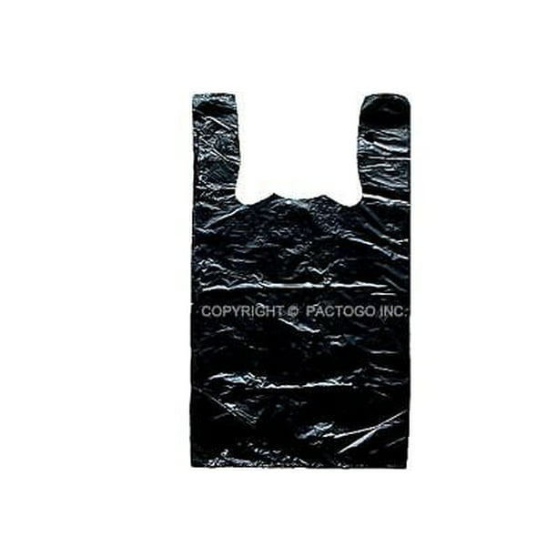 Prime Plastics Large Black 1/6 T-Shirt Plastic Shopping Grocery Bags 11 ...