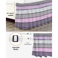 thumbnail image 3 of Purple Grey Stripes Bed Skirt Queen Size 16" Drop Vintage Coastal Style Wood Texture Ruffled Wrap Around Bed Skirts Adjustable Elastic Bedskirt Dust Ruffle for Queen Size Bed, 3 of 7