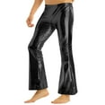 thumbnail image 3 of Eandarui Mens Metallic Shiny Party Dance Pants Disco Nightclub Flared Bell Bottom Trousers Costume Black L, 3 of 7