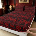 thumbnail image 5 of Erosebridal Vintage Bat Queen Sheets, Geometric Damask Aztec Queen Sheet Sets, Dark Burgundy, Black Reversible, 4pcs, 1 Flat Sheet, 1 Fitted Sheet and 2 Pillowcases, 5 of 6