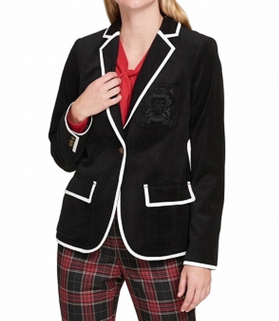 Tommy Hilfiger TOMMY HILFIGER Womens Black Velvet Blazer Evening
