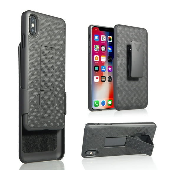 iPhone XS Belt Case Clip Holster, iPhone X Case, Dteck Heavy Duty Shockproof Rugged Holster Case Cover with Belt Swivel Clip and Built in Kickstand For Apple iPhone XS/X 5.8 inch, Black