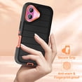 thumbnail image 4 of I-HONVA Compatible with iPhone 16 Case,3-Layer Military Grade Drop Protection Anti-Slip Bumper Rugged Shockproof Dustproof Protection 6.1 inch Phone Case,Stripe Black Orange, 4 of 8