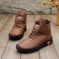 thumbnail image 4 of Zapatos de mujer con forro polar, cálidos, de caña alta, acolchados de algodón, zapatos de invierno hechos a mano con costuras para mamá, suela suave y plana, 4 of 6