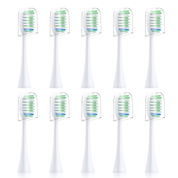 YUNCHI Replacement Toothbrush Heads 10 Pack, Compatible with AquaSonic Black Series & Vibe Series Electric Toothbrush, for AquaSonic Toothbrush Refills, White