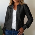 thumbnail image 5 of WTOBBY Women's Solid Color Zipper Hooded Cardigan Long Sleeved Sweatshirt Jacket, Casual Streetwear Top with Front Pocket and Comfortable Loose Fit,Black L, 5 of 5