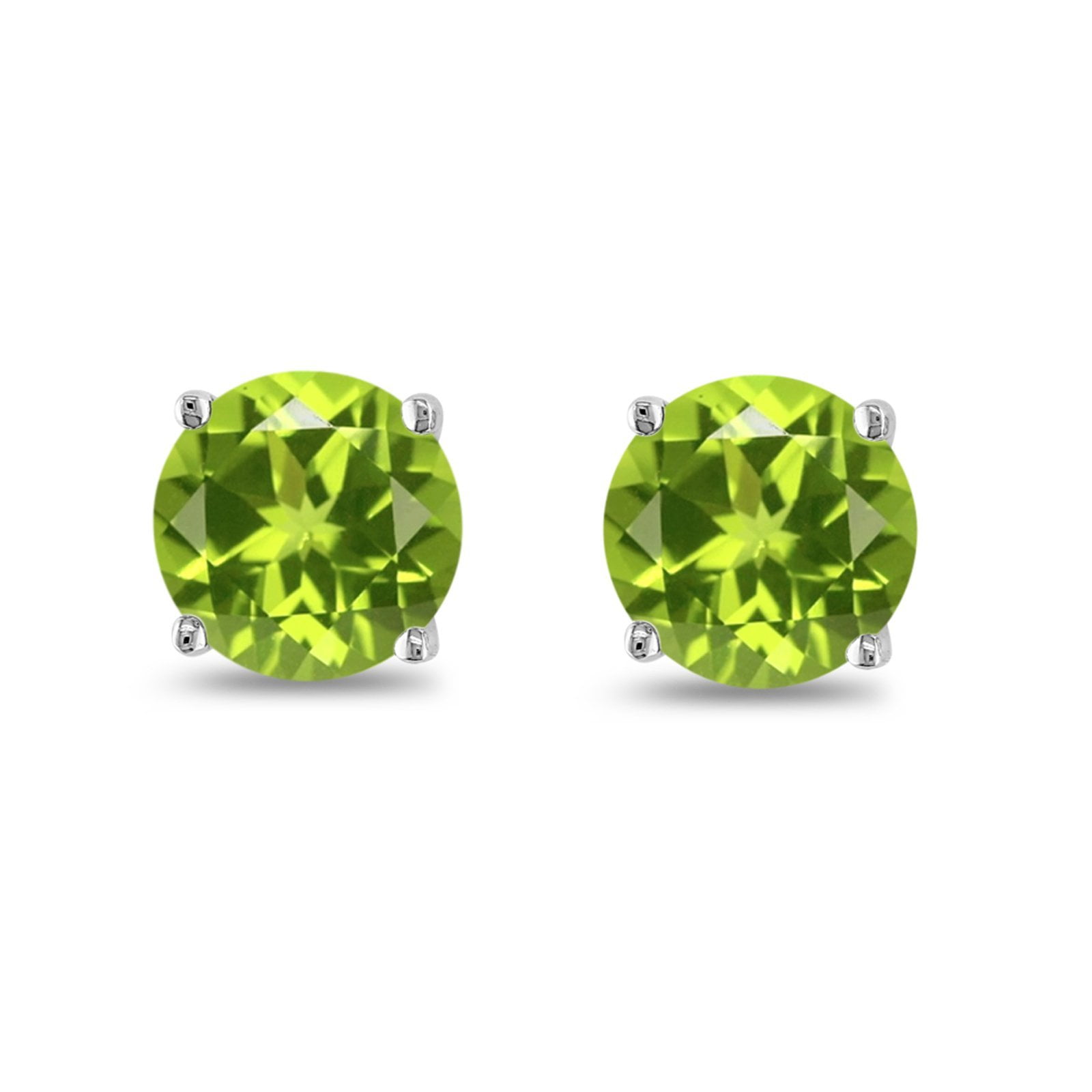 14k White Gold 7x5mm Green Peridot Post Stud Earrings Birthstone August Gemstone Fine Jewelry For Women Gifts For Her 