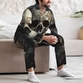 thumbnail image 7 of Fotbe Gold Pattern Skull Pattern Long Sleeve Pajama Set for Men,Sleepwear Set,2-piece Loungewear Set,Soft PJs Comfy Nightwear with Pockets-XX-Large, 7 of 7