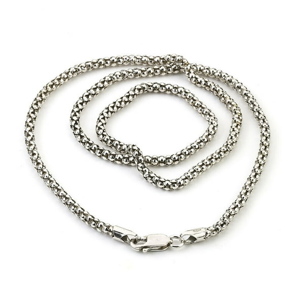 Solid 925 Oxidized Sterling Silver Italian Popcorn Coreana Chain 3mm
