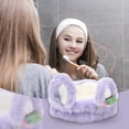 thumbnail image 2 of Unique Bargains 1 Pc Fashion Cute Plush Washing Face Rabbit Ear Headwrap for Women 6.69"x2.36" Purple, 2 of 3