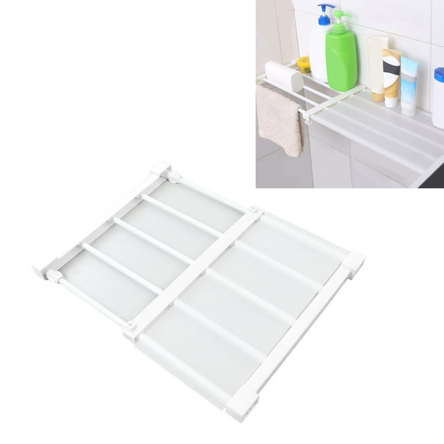 Closet Tension Shelf Adjustable Tension Rod Shelf 14.2 Inch Width Nail Free Expandable Storage Rack for Cabinet Wardrobe