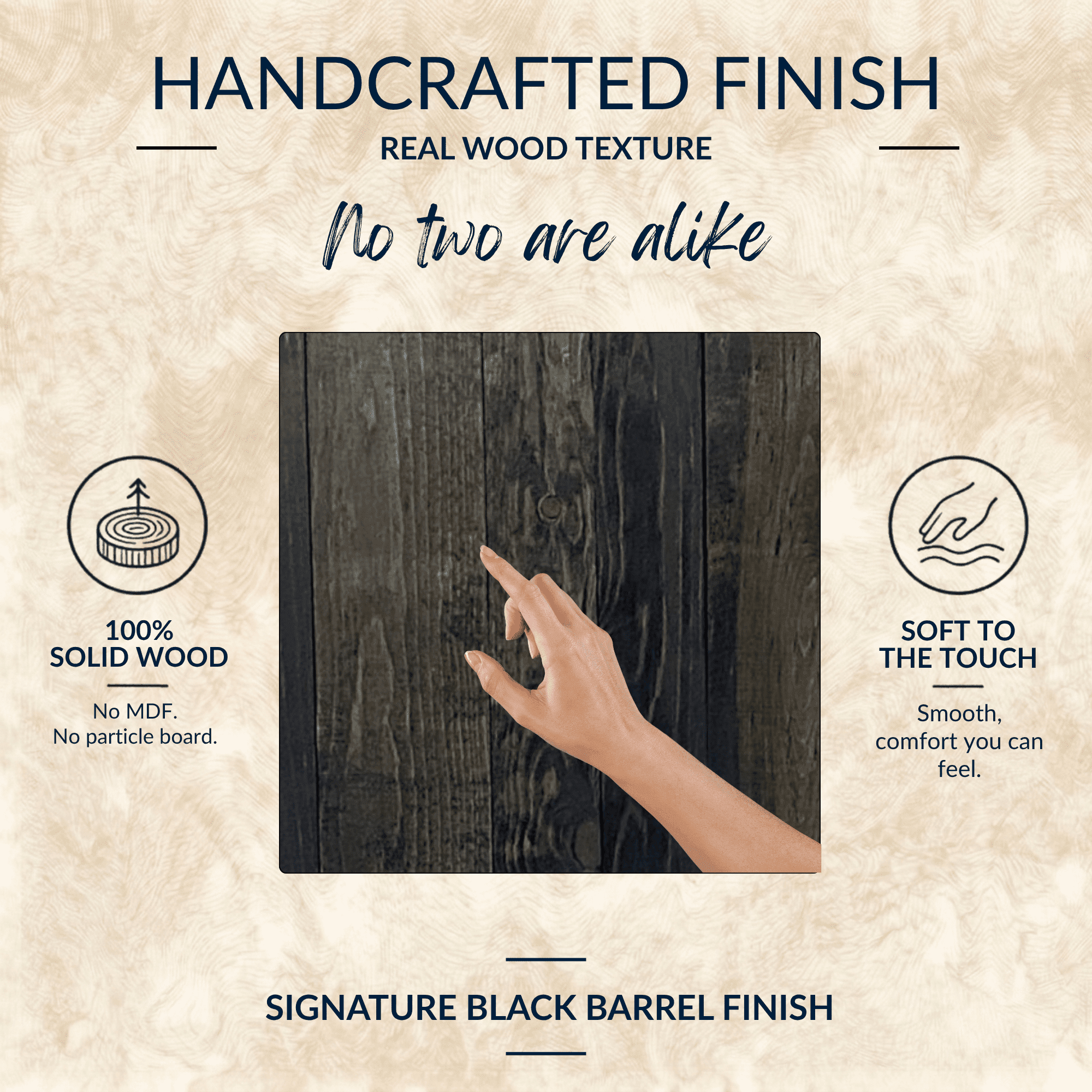 Barn Walls Solid Wood Headboard, King Size - Black Barrel