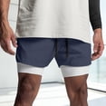 thumbnail image 3 of Athletic Gym Shorts Men 2 in 1 Summer Elastic Waist Breathable Workout Running Shorts with Compression Liner Pockets, 3 of 5