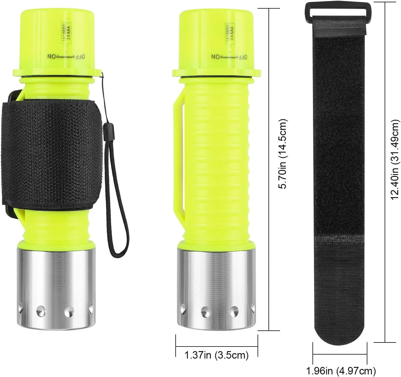 QKURT 2 Pack Diving Flashlight, Super Bright LED 2000 Lumens Waterproof Underwater Torch for Scuba Diving and Other Outdoor Activities