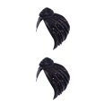 thumbnail image 3 of Turbante Nudo Pre-Atado Qarigey con cuentas de Gamuza Negro 2piezas, 3 of 5
