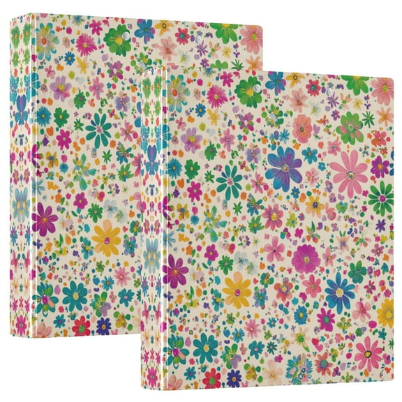 Iauyy PVC Round Ring Binders, 200 Page Capacity, 2 Pack，Watercolor