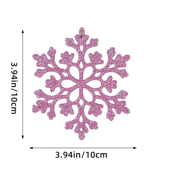 Loyerfyivos 12Pcs Winter Snowflake Ornaments Pink Snowflake Hanging Decor Pink Christmas Ornaments Plastic Glitter Crafts for Winter New Year Xmas Tree Party Home Decor