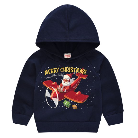 Lanhui Children's Print Pullover Boys And Girls Sweater Santa Claus Children's Jacket Long Sleeve Christmas  Sweatshirt