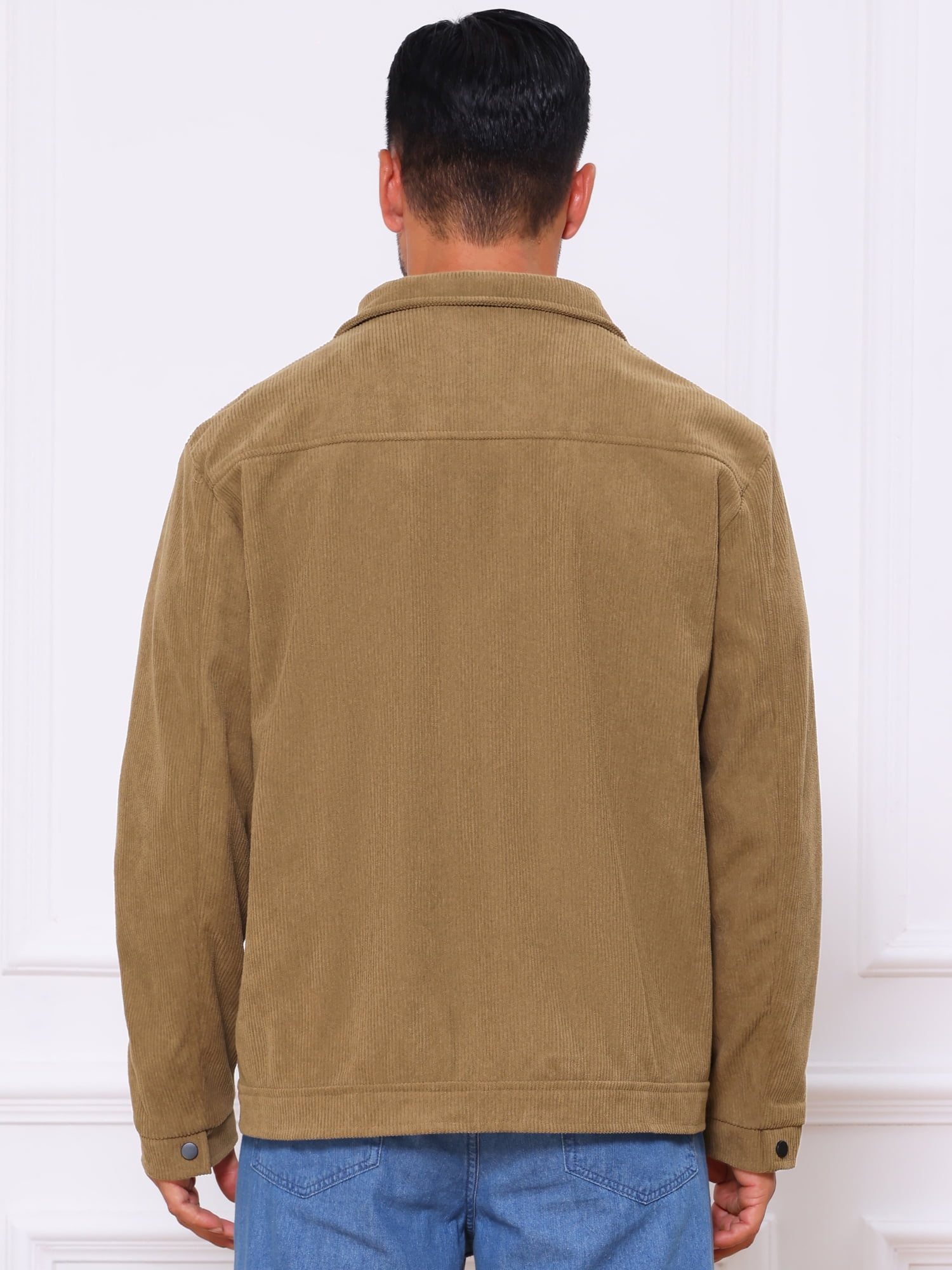 DARING DIVA Men's Solid Long Sleeve Button Pockets Corduroy Trucker Jacket XL Brown