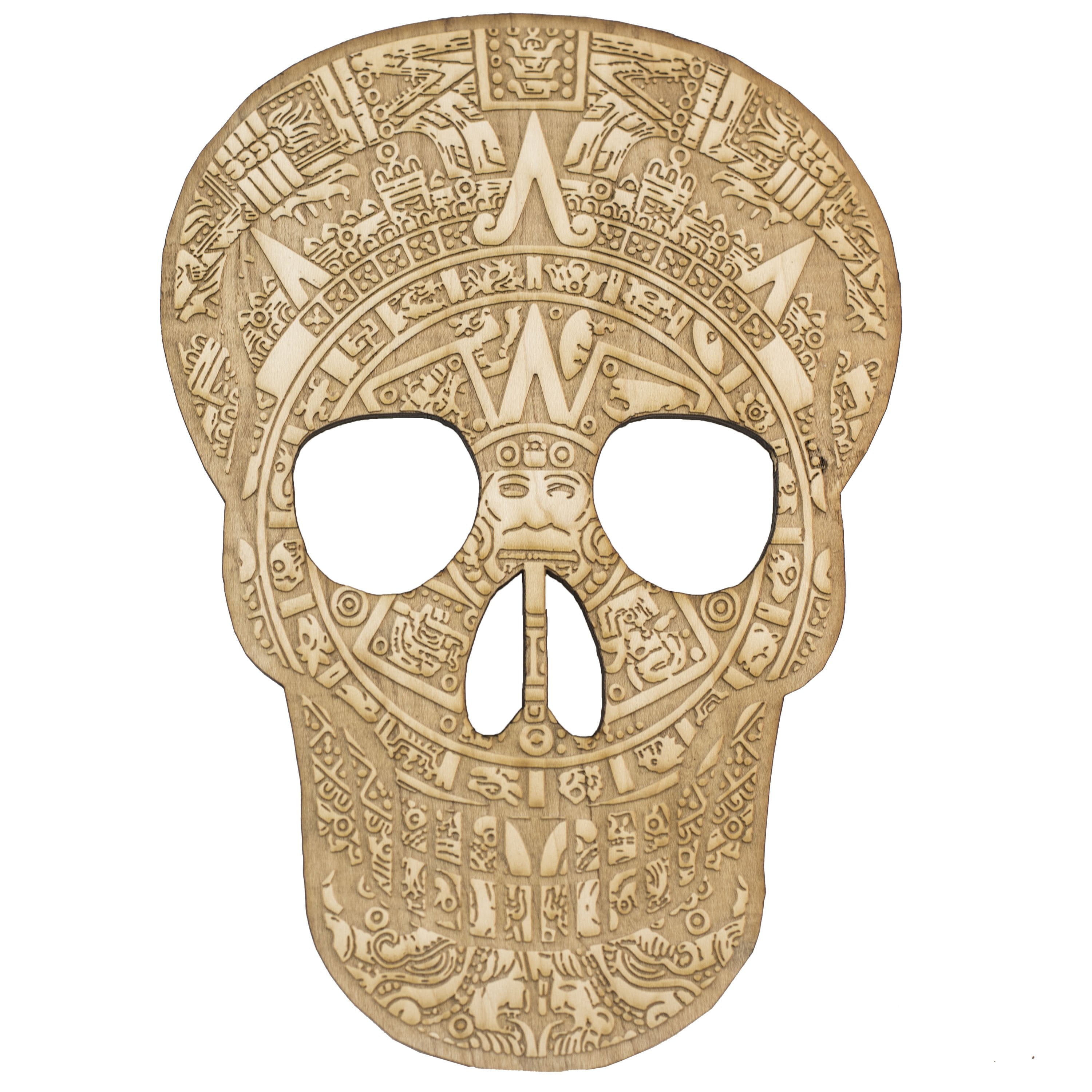 Mayan Skull 7x10 Laser Engraved Wood Silhouette Mayan Skull 7x10 Laser Engraved Wood Silhouette