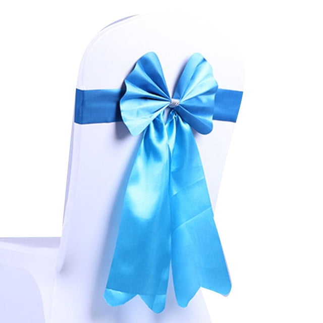 Bewildely Funda elástica para silla con lazo, fajas, cinta antiarrugas, banda para silla, decoración de boda Decoración del hogar lago azul
